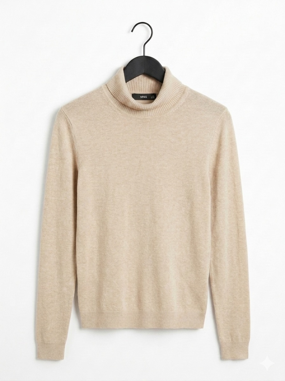 Mango Light Beige Mock Neck Sweater